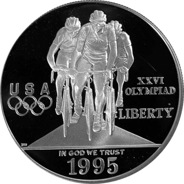 USA 1 Dollar 1995 -P- Olympische Sommerspiele Drei Radrennfahrer - Silber PP