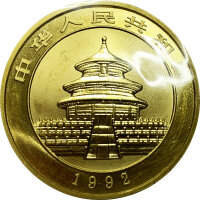 China Panda 1992 1 oz Gold - Original-Folie