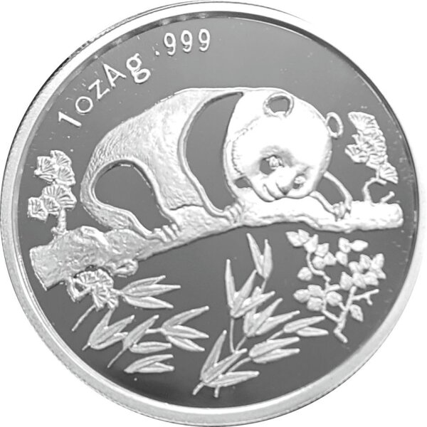 China Panda 1995 1 Unze Silber - Polierte Platte Coin Show Munich
