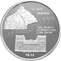 China Panda 1995 1 Unze Silber - Polierte Platte Coin Show Munich