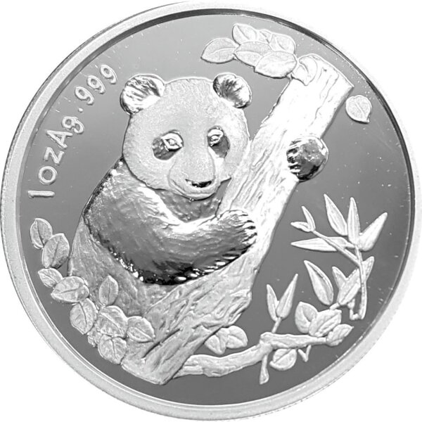 China Panda 1996 1 Unze Silber - Polierte Platte Coin Show Munich