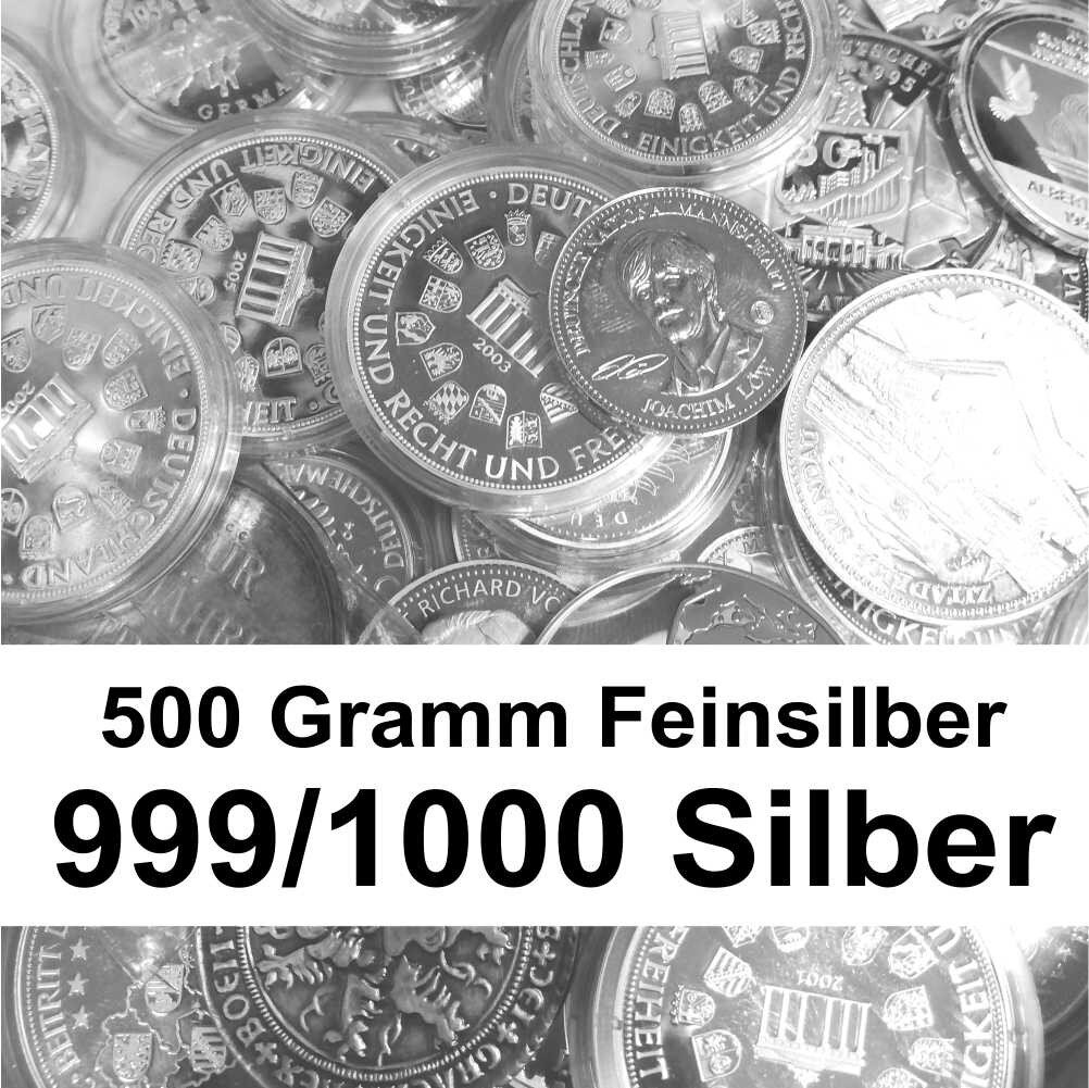 500 Gramm Feinsilber - diverse Medaillen 999/1000