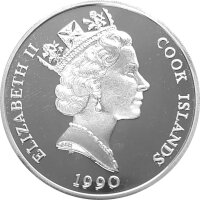 Cook Islands 50 Dollars 1990 - Bedrohte Tierwelt "Schreikranich" - Silber PP