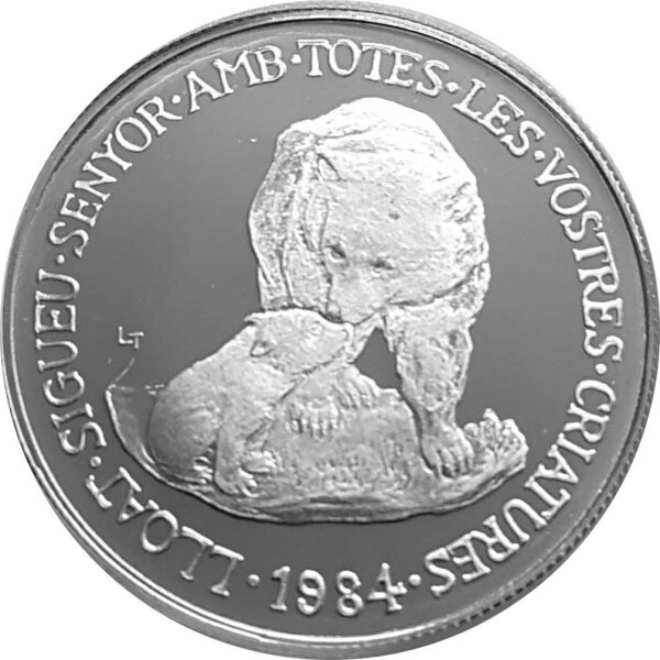 Andorra 20 Diners 1984 - Kantabrische Braunbären - Silber PP