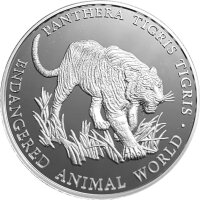 Uganda 1000 Shillings 1999 Tiger - Silber PP