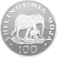 Tansania 100 Shilingi 1986 Afrikanische Elefanten -...