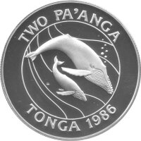 Tonga 2 Paanga 1986 - 25 Jahre WWF "Buckelwale"...