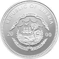 Liberia 5 Dollars 2000 - Afrikanische Elefanten - Silber PP