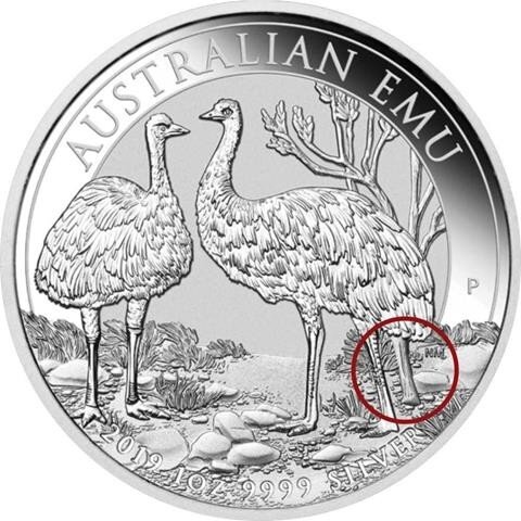 Australien Emu 2019 1 oz Silber - Fehlprägung