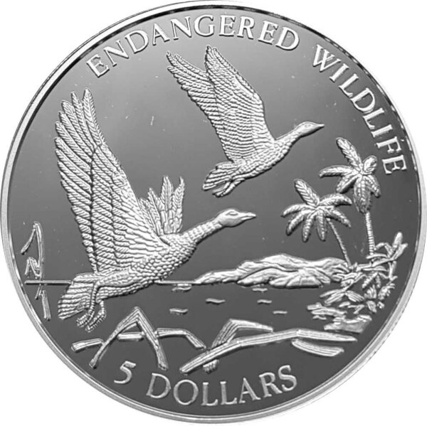 Bahamas 5 Dollars 1994 - Aribische Pfeifgänse - Silber PP
