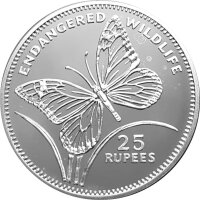 Seychellen 25 Rupees 1994 - Schmetterling - Silber PP