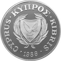 Zypern 1 Lira 1986 - WWF - Zyprische Mufflons - Silber PP