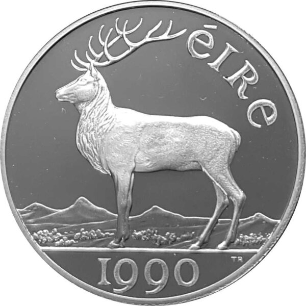 Irland 5 ECU 1990 Hirsch - Silber PP