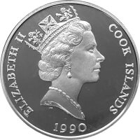 Cook Islands 50 Dollars 1990 - Bedrohte Tierwelt " Bison" - Silber PP