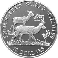 Cook Islands 50 Dollars 1990 - Bedrohte Tierwelt "...