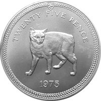 Isle of Man 25 Pence 1975 Manxkatze - Silber