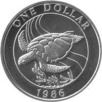 Bermuda 1 Dollar 1986 - Suppenschildkröte - Silber