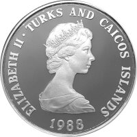 Turks & Caicos 1 Crown 1988 - Felsenleguan - Silber PP