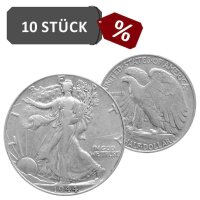 USA 1/2 Dollar Liberty 10 Stück 900/1000 Silber