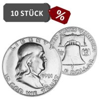 USA 1/2 Dollar B. Franklin 10 Stück 900/1000 Silber