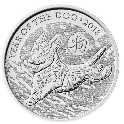 UK Lunar 2018 Jahr des Hundes 1 oz Silber