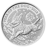 UK Lunar 2018 Jahr des Hundes 1 oz Silber