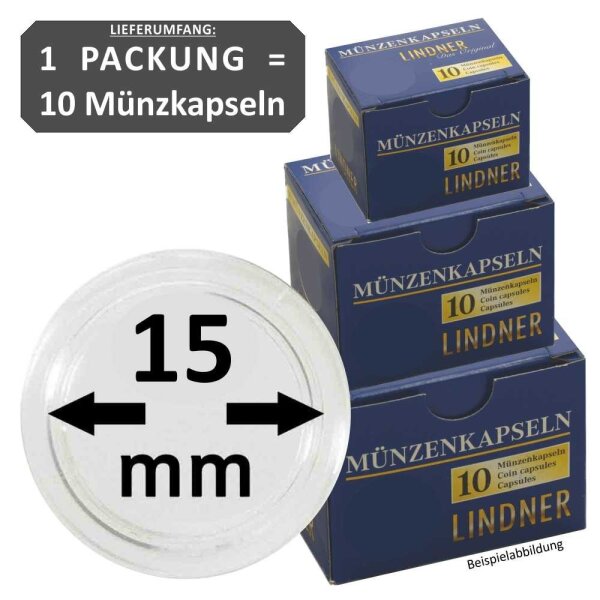 Ø 15 mm Münzkapseln Lindner 1 Pack = 10 Stück