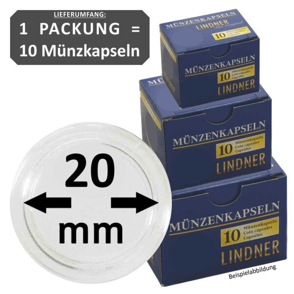 Ø 20 mm Münzkapseln Lindner 1 Pack = 10 Stück
