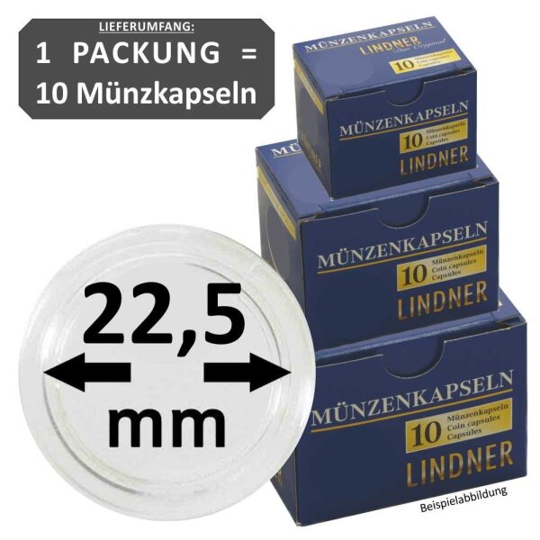 Ø 22,5 mm Münzkapseln Lindner 1 Pack = 10 Stück