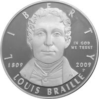 USA 1 Dollar 2009 -P- Louis Braille Silber PP