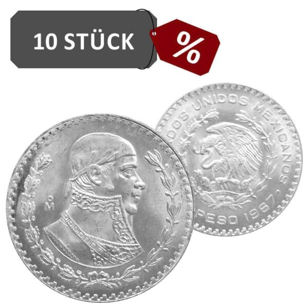 Mexiko 1 Peso Jose M. M. Pavon 1957 - 1967 10 Stück 100/1000 Silber