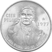 Mexiko 100 Pesos Jose M. M. Pavon 1977 - 1979 Silber