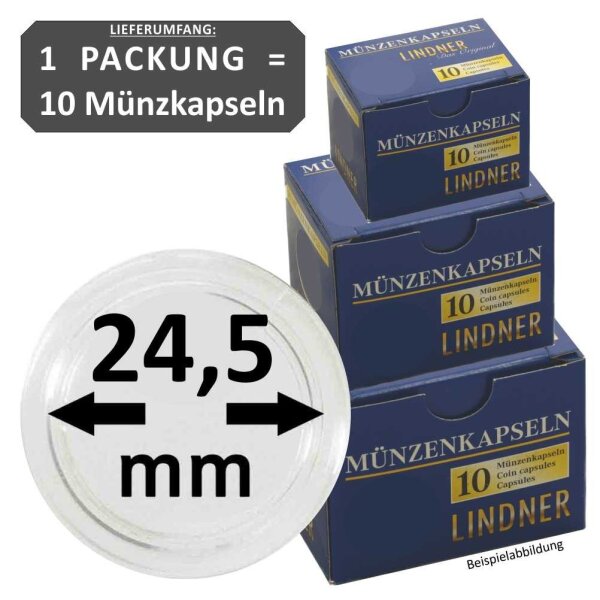 Ø 24,5 mm Münzkapseln Lindner 1 Pack = 10 Stück