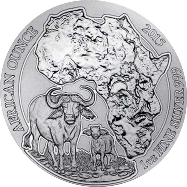 Ruanda African Ounce 2015 Kaffernbüffel 1 oz Silber