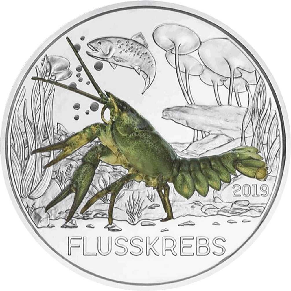 Österreich Tier-Taler 3 Euro 2019 Flusskrebs
