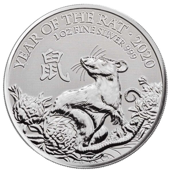 UK Lunar 2020 Jahr der Maus/Ratte 1 oz Silber