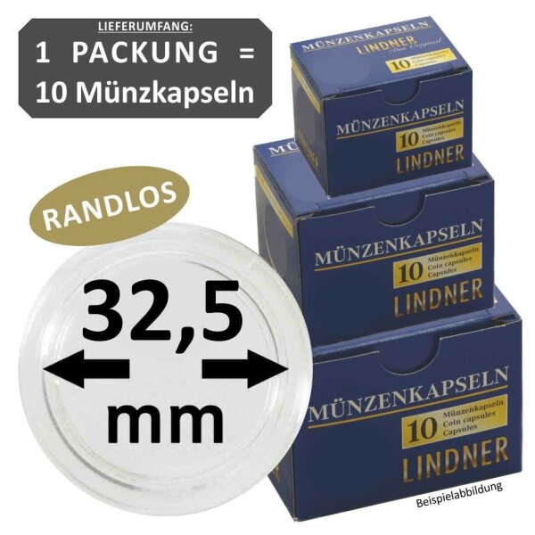 Ø 32,5 mm Münzkapseln Lindner 1 Pack = 10 Stück