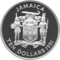 Jamaica 10 Dollars 1991 - Karavelle Pinta - Silber PP