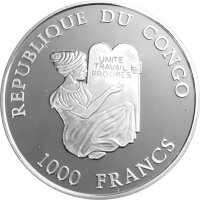 Kongo 1.000 Francs 2002 - Portugiesisches Handelsschiff - Silber PP