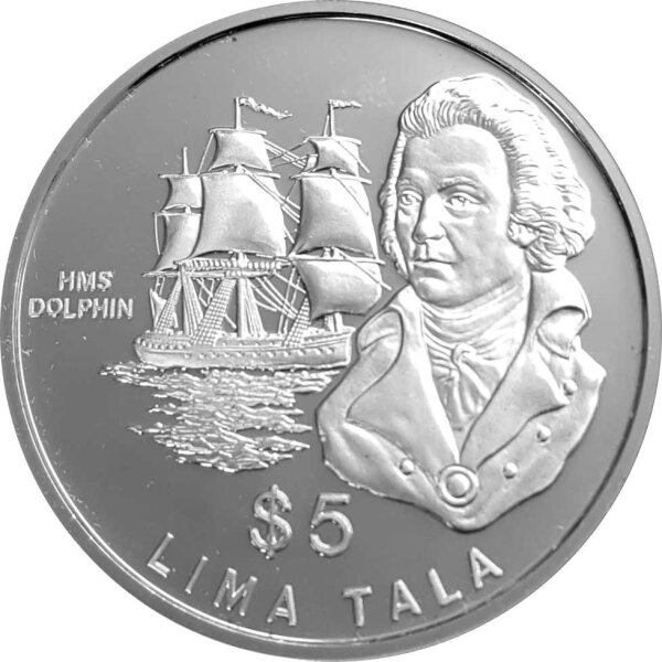 Tokelau 5 Tala 1989 - Fregatte H.M.S. Dolphin - Silber PP