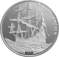 Kongo 500 Francs 1991 Segelschiff Navire Ancien - Silber PP