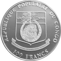 Kongo 500 Francs 1991 Segelschiff Navire Ancien - Silber PP