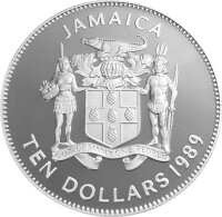 Jamaica 10 Dollars 1989 - Santa Maria, Santa Clara und Pinta - Silber PP