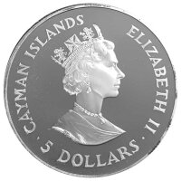 Cayman Inseln 5 Dollars 1991 Kreuzfahrtschiff - Silber PP