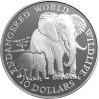Cook Islands 10 Dollars 1990 Elefant mit Jungem - Silber PP