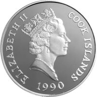 Cook Islands 10 Dollars 1990 Elefant mit Jungem - Silber PP