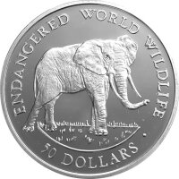 Cook Islands 50 Dollars 1990 Elefant - Silber PP