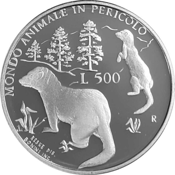 San Marino 500 Lire 1993 Zwei Iltisse - Silber PP