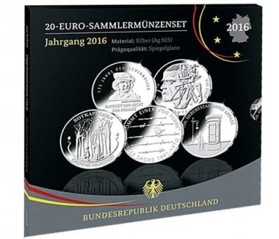 Deutschland 5 x 20 Euro 2016 Sammlermünzenset PP