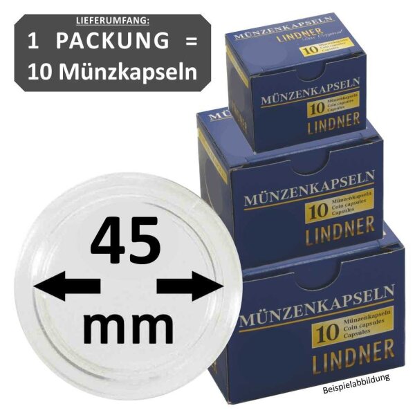 Ø 45 mm Münzkapseln Lindner 1 Pack = 10 Stück